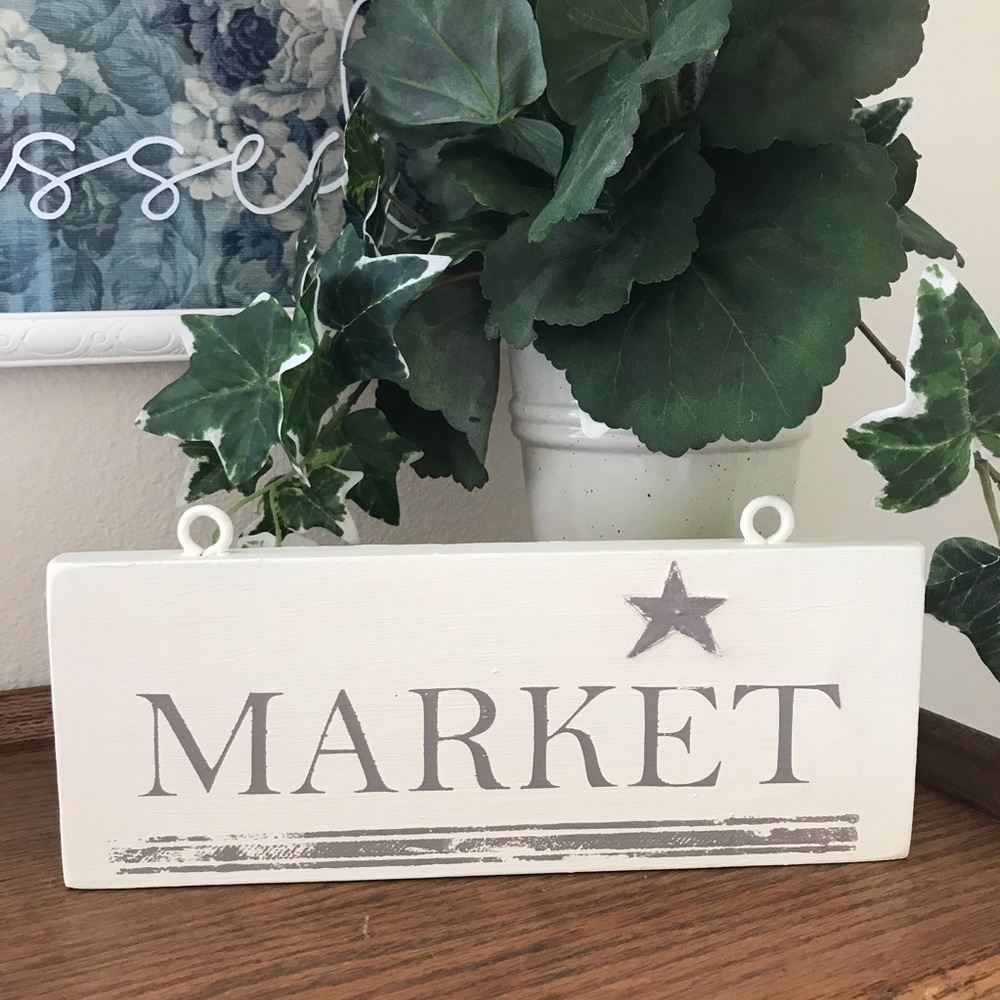 Wood Sign “Market” Hand Painted